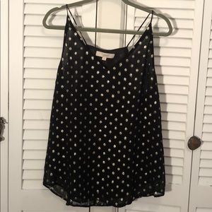 Loft sleeveless black tank with metallic dots